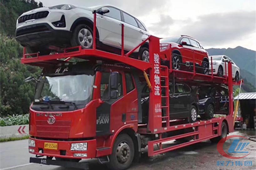 解放J6單橋車輛運輸車（轎運車）220馬力側面圖