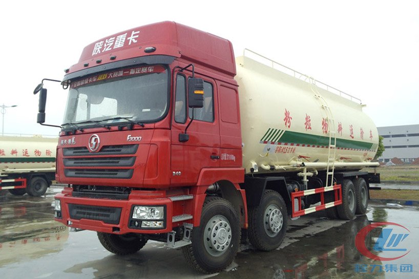 陜汽德龍F3000前四后八國五41方粉粒物料運輸車側面圖