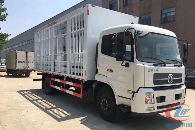 東風天錦6米8運豬車、畜禽運輸車側面圖